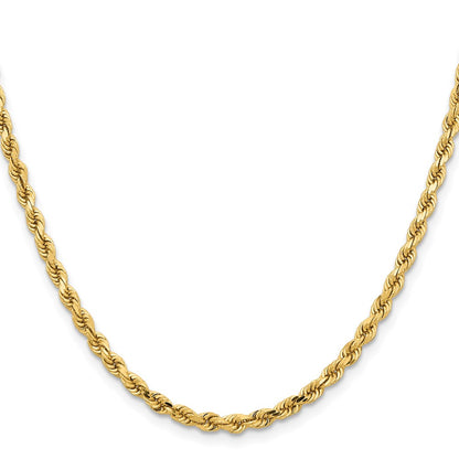 22 Inch 10K Yellow Gold 3.75mm Diamond Cut Rope Chain Necklace