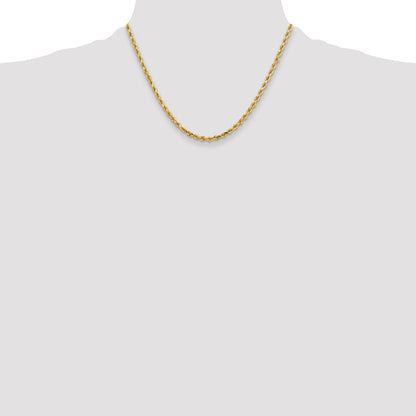 18 Inch 10K Yellow Gold 3.75mm Diamond Cut Rope Chain Necklace