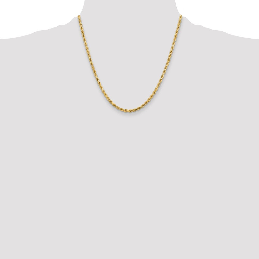 2 Inch 10K Yellow Gold 3.75mm Diamond Cut Rope Chain Necklace