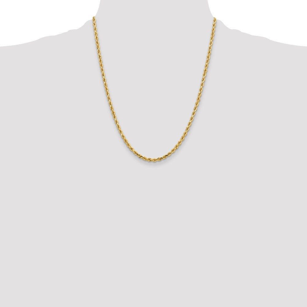 22 Inch 10K Yellow Gold 3.75mm Diamond Cut Rope Chain Necklace