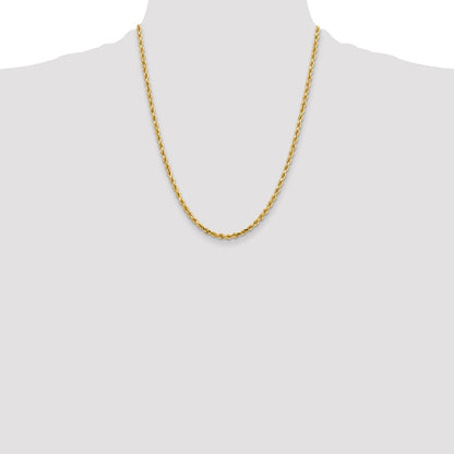 22 Inch 10K Yellow Gold 3.75mm Diamond Cut Rope Chain Necklace