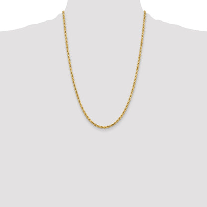 24 Inch 10K Yellow Gold 3.75mm Diamond Cut Rope Chain Necklace