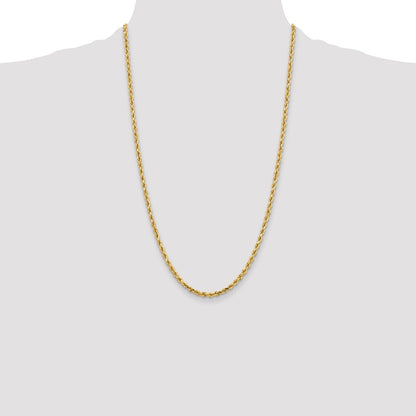 26 Inch 10K Yellow Gold 3.75mm Diamond Cut Rope Chain Necklace