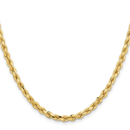 26 Inch 10K Yellow Gold 4.25mm Diamond Cut Rope Chain Necklace
