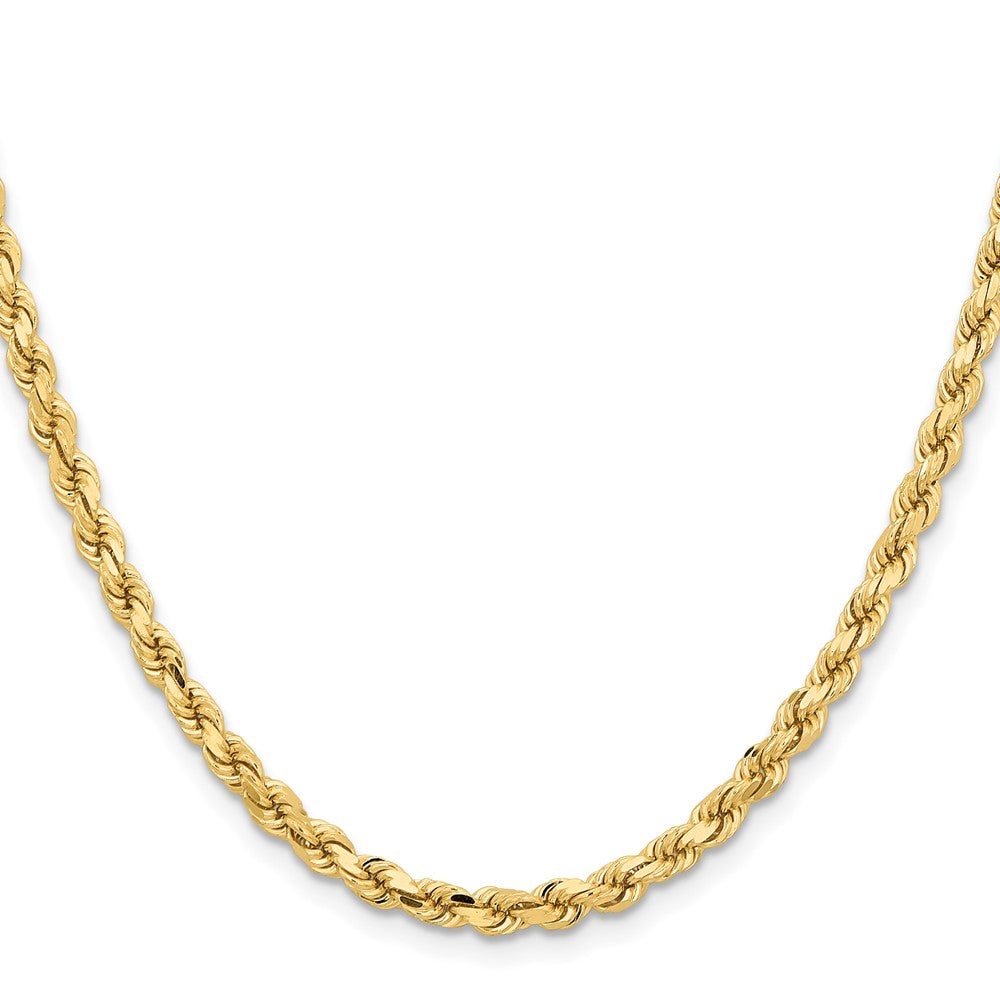 24 Inch 10K Yellow Gold 4.25mm Diamond Cut Rope Chain Necklace