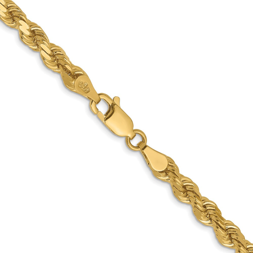 22 Inch 10K Yellow Gold 4.25mm Diamond Cut Rope Chain Necklace