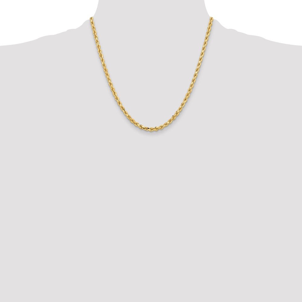 2 Inch 10K Yellow Gold 4.25mm Diamond Cut Rope Chain Necklace