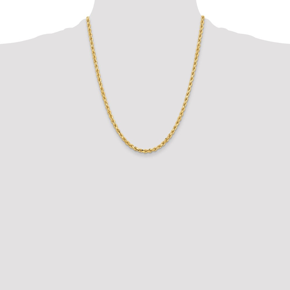 22 Inch 10K Yellow Gold 4.25mm Diamond Cut Rope Chain Necklace