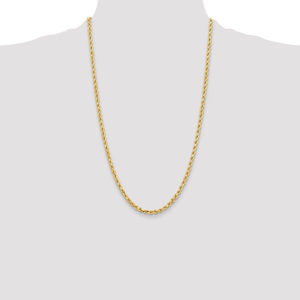 26 Inch 10K Yellow Gold 4.25mm Diamond Cut Rope Chain Necklace