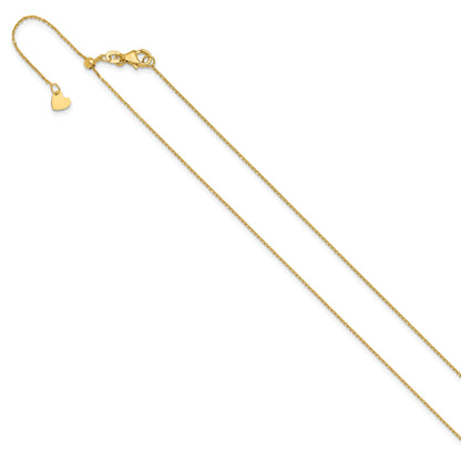 22 Inch 10K Yellow Gold Adjustable 1mm D/C Cable Chain Necklace
