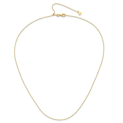22 Inch 10K Yellow Gold Adjustable 1mm D/C Cable Chain Necklace