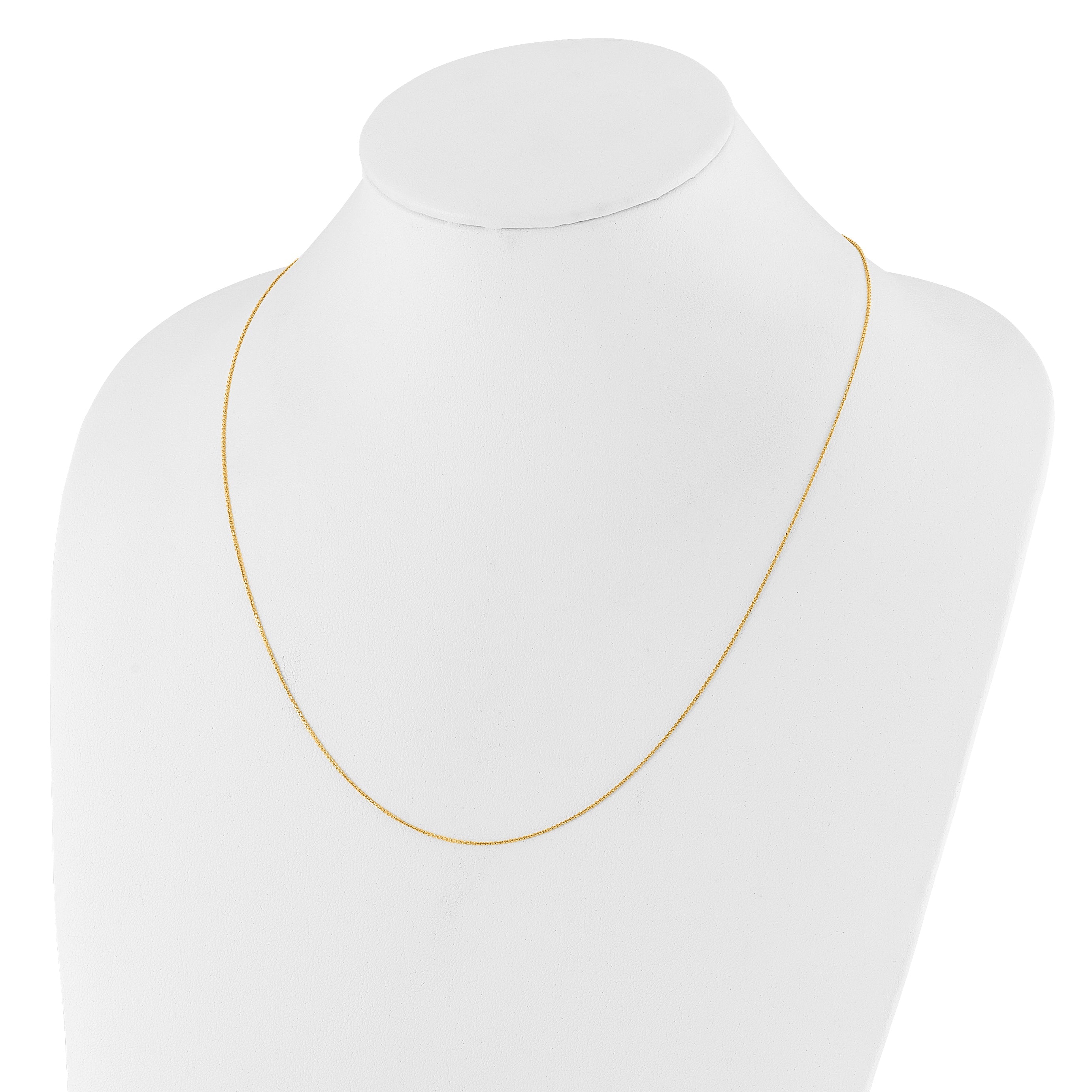 22 Inch 10K Yellow Gold Adjustable 1mm D/C Cable Chain Necklace
