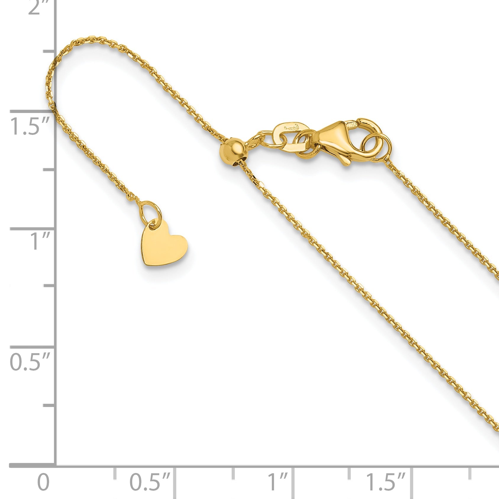 22 Inch 10K Yellow Gold Adjustable 1mm D/C Cable Chain Necklace