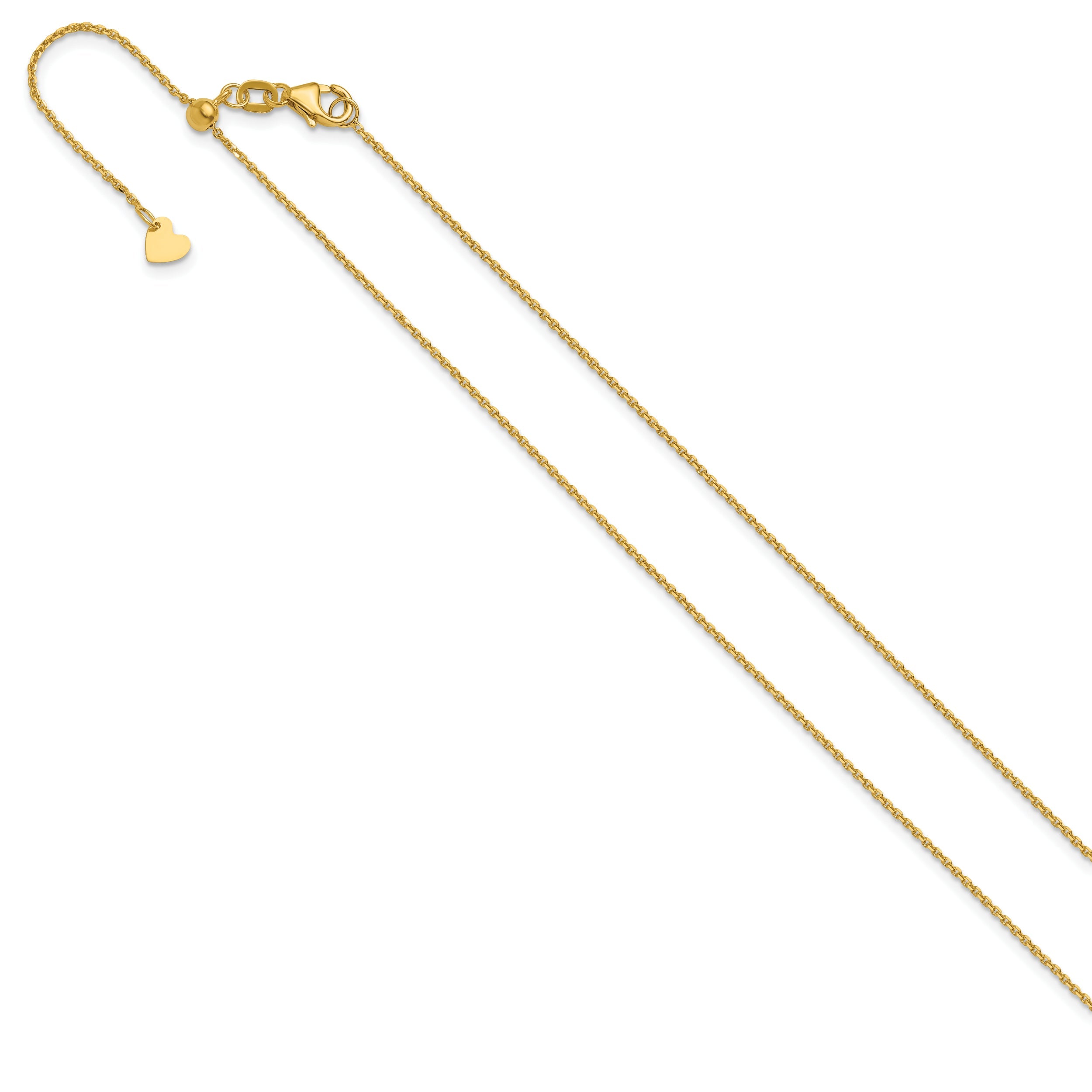 22 Inch 10K Yellow Gold Adjustable 1.1mm D/C Cable Chain Necklace