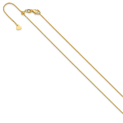 22 Inch 10K Yellow Gold Adjustable 1.1mm D/C Cable Chain Necklace