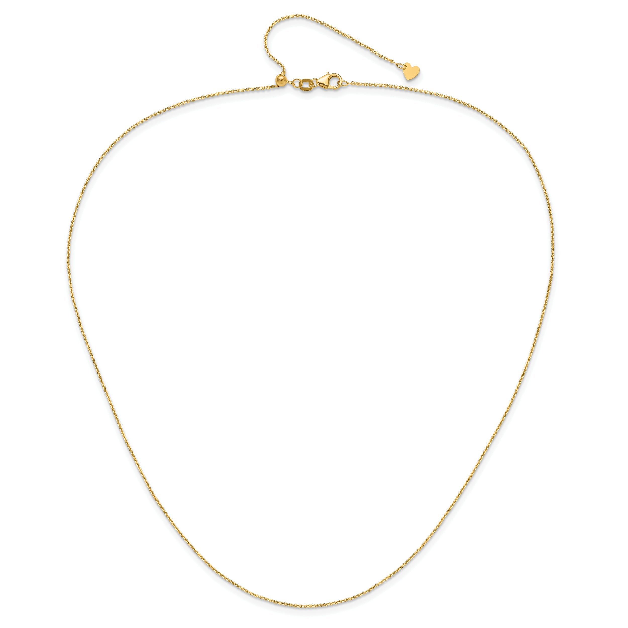 22 Inch 10K Yellow Gold Adjustable 1.1mm D/C Cable Chain Necklace