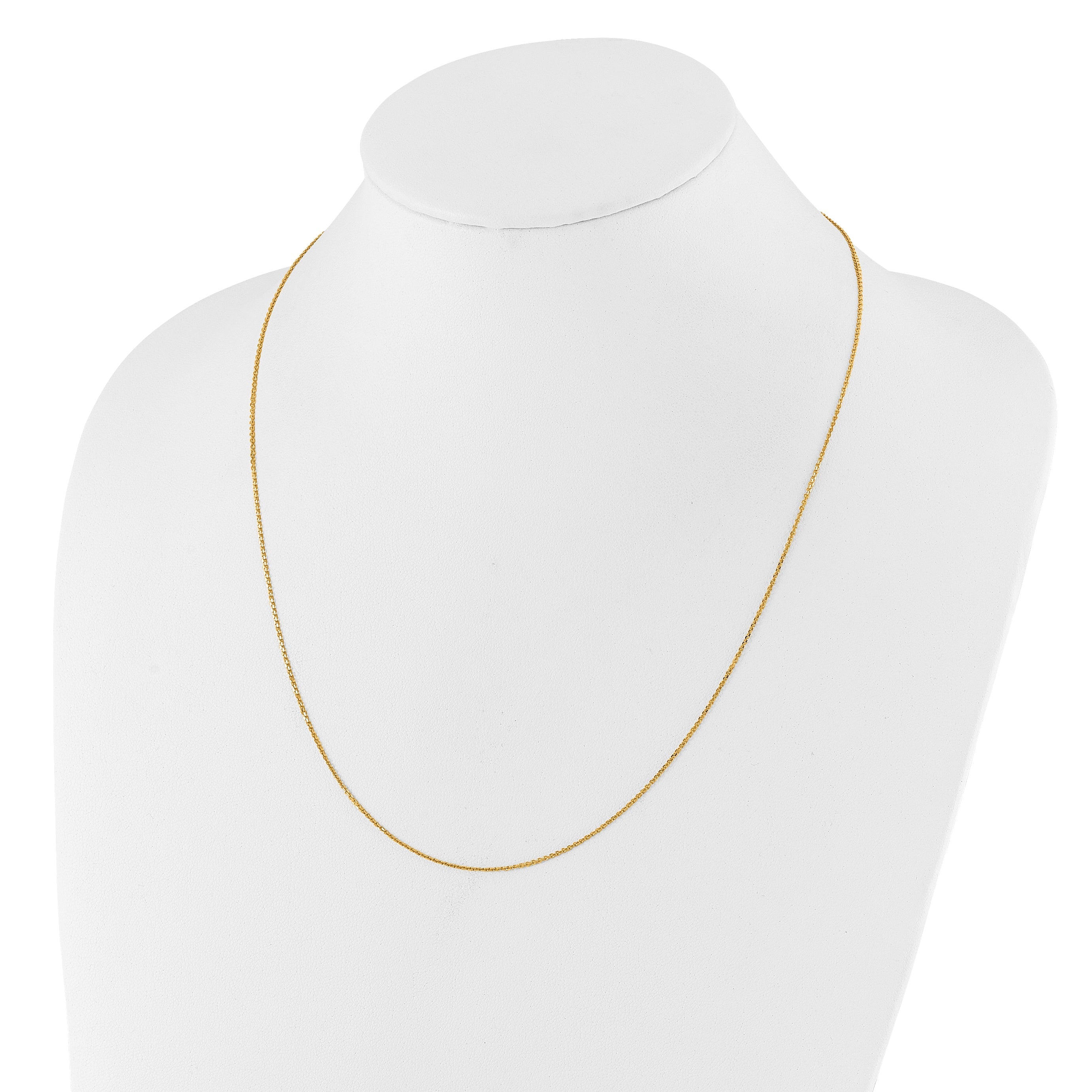 22 Inch 10K Yellow Gold Adjustable 1.1mm D/C Cable Chain Necklace
