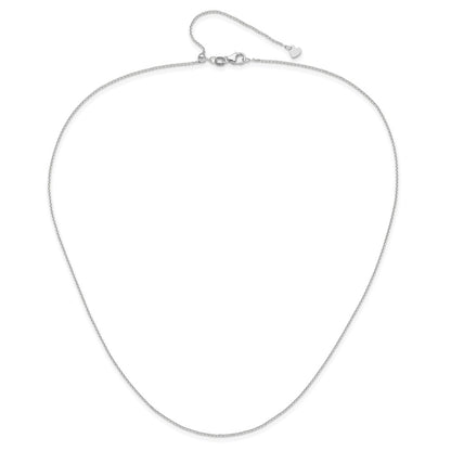 22 Inch 10K White Gold Adjustable 1.1mm D/C Cable Chain Necklace