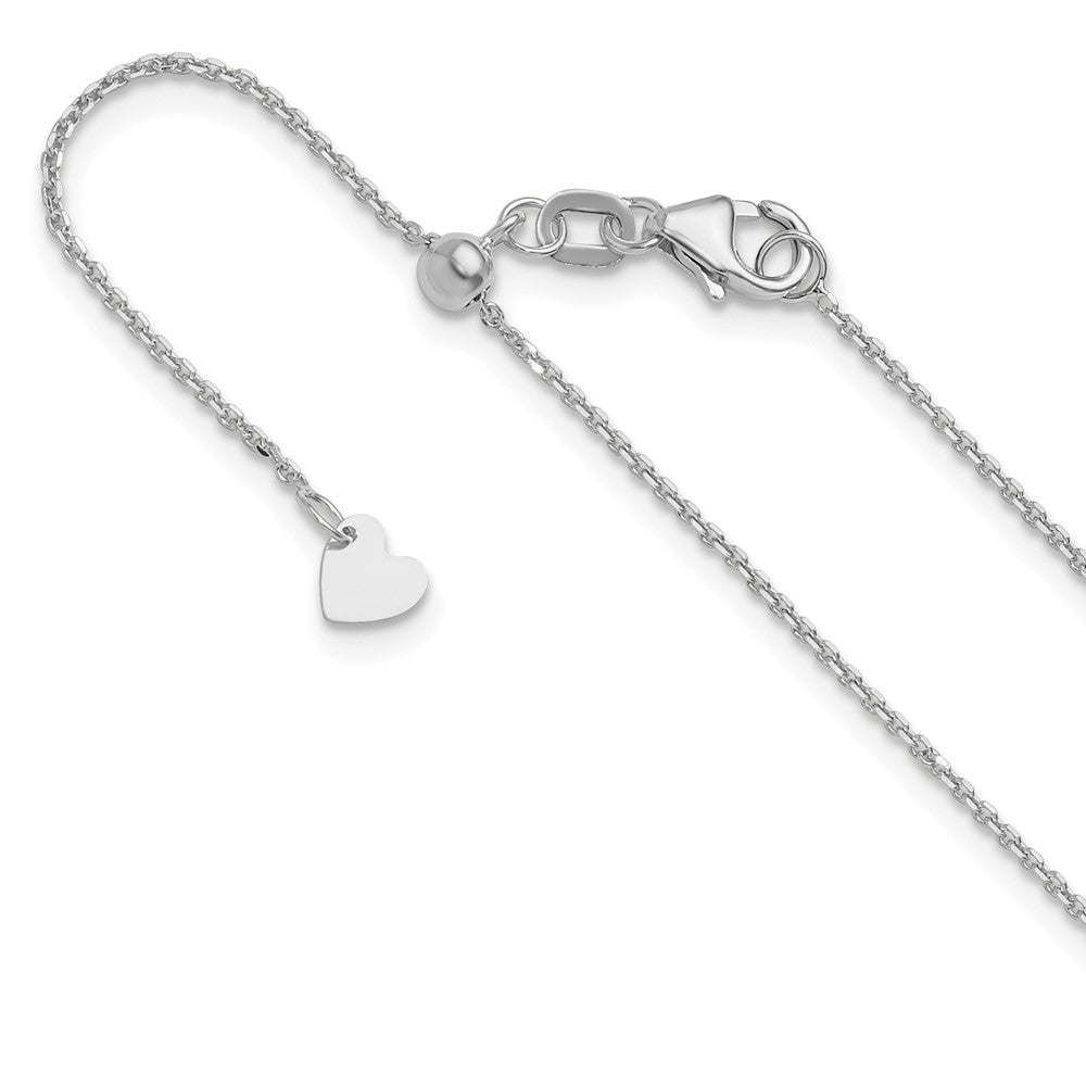 22 Inch 10K White Gold Adjustable 1.1mm D/C Cable Chain Necklace