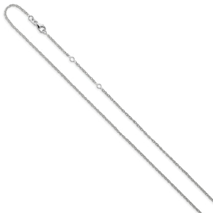10K White Gold 1.5mm Loose Rope 1In+1In Adjustable Chain