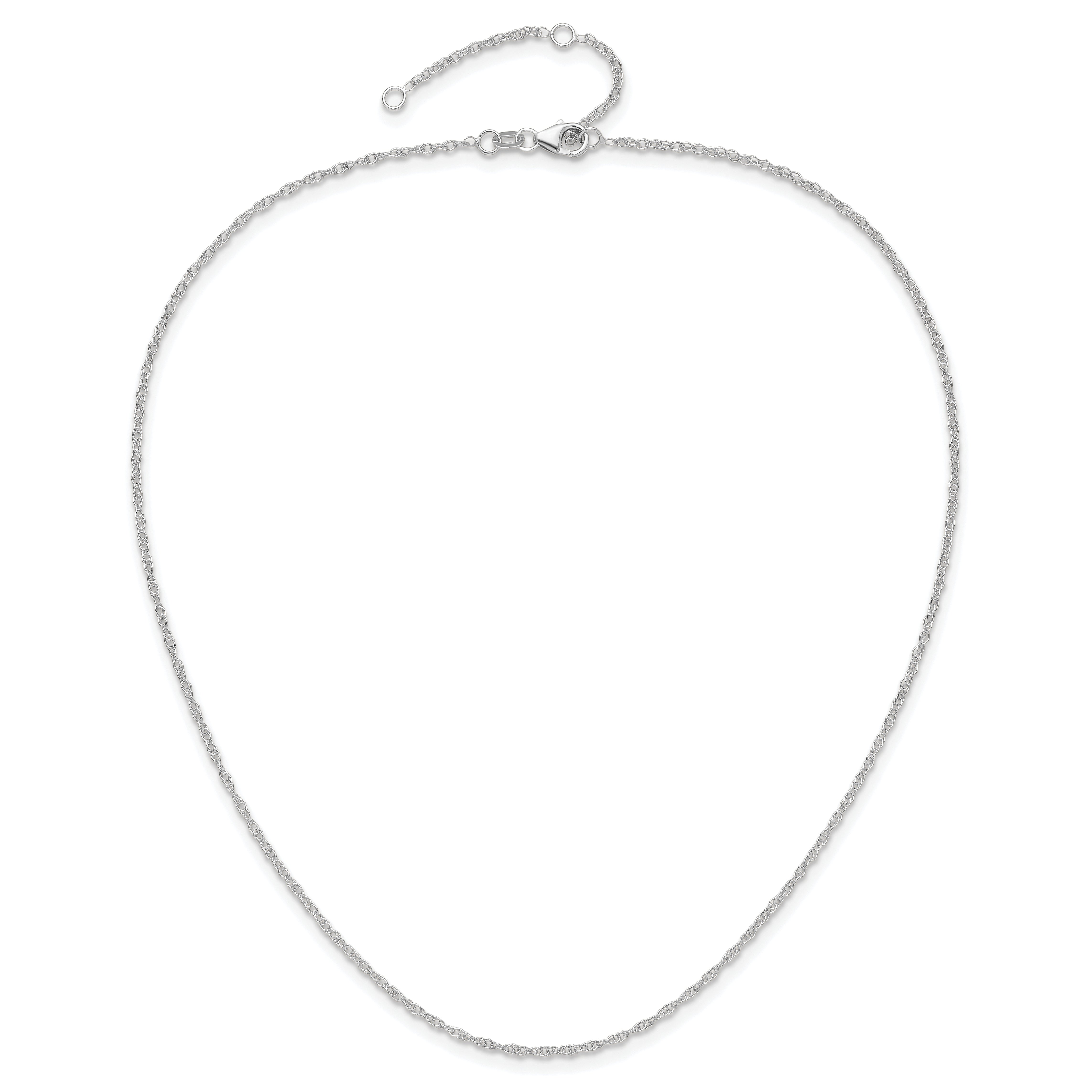 10K White Gold 1.5mm Loose Rope 1In+1In Adjustable Chain