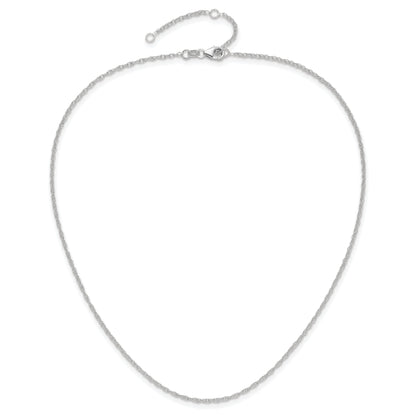 10K White Gold 1.5mm Loose Rope 1In+1In Adjustable Chain