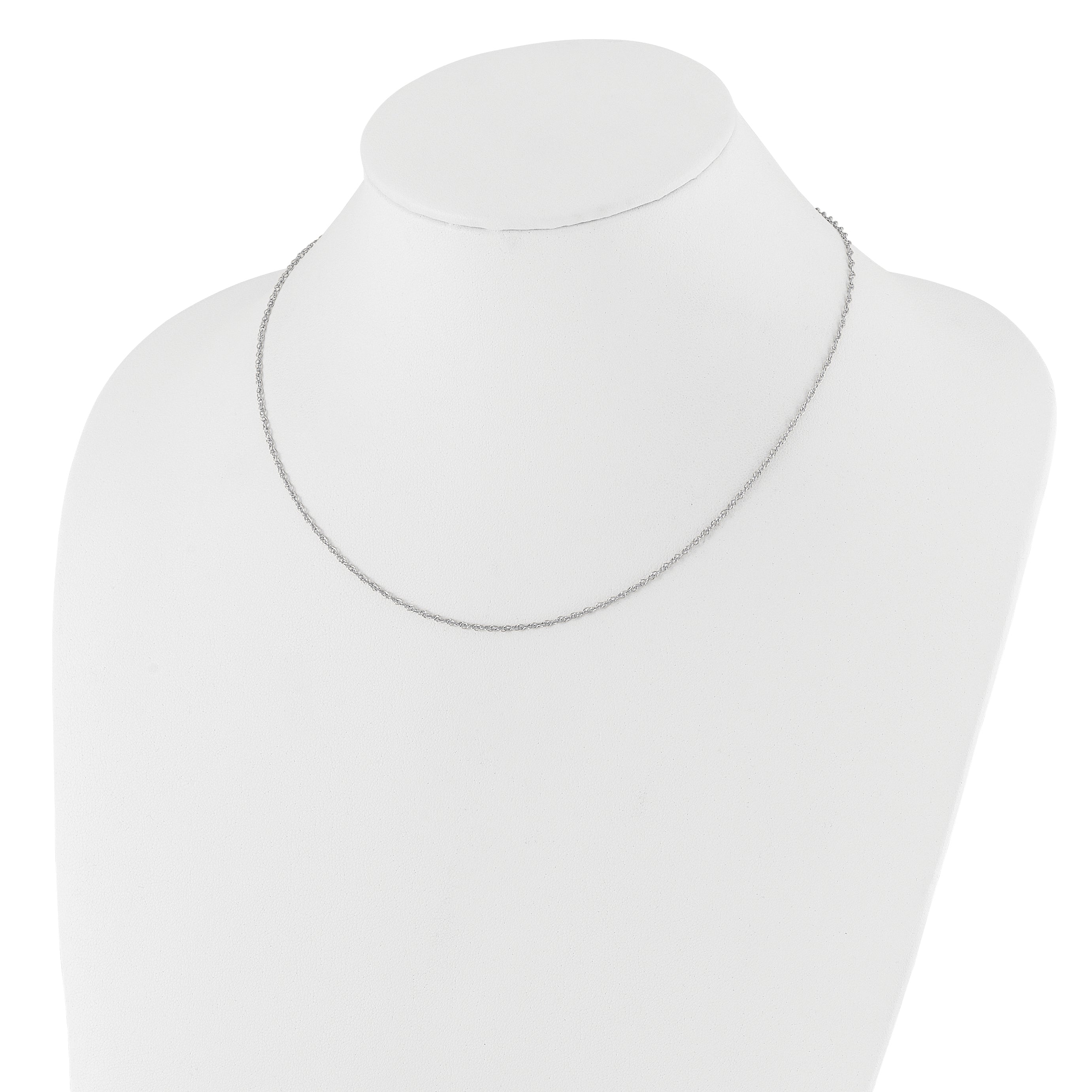 10K White Gold 1.5mm Loose Rope 1In+1In Adjustable Chain