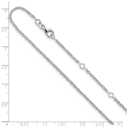 10K White Gold 1.5mm Loose Rope 1In+1In Adjustable Chain