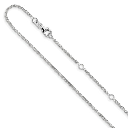 10K White Gold 1.5mm Loose Rope 1In+1In Adjustable Chain