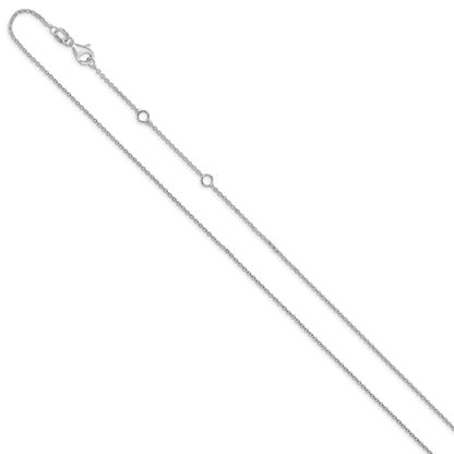 10K White Gold 1.2mm Flat Cable 1In+1In Adjustable Chain