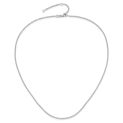 10K White Gold 1.2mm Flat Cable 1In+1In Adjustable Chain