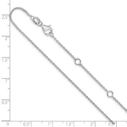 10K White Gold 1.2mm Flat Cable 1In+1In Adjustable Chain