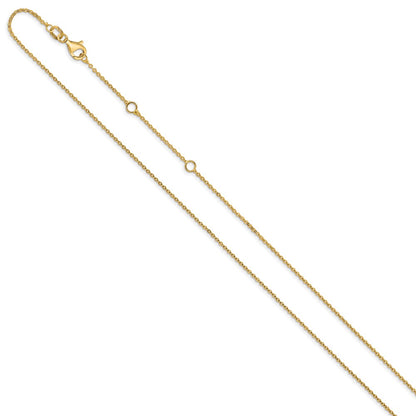18 Inch 10K Yellow Gold 1.1mm Flat Cable 1In+1In Adjustable Chain Necklace