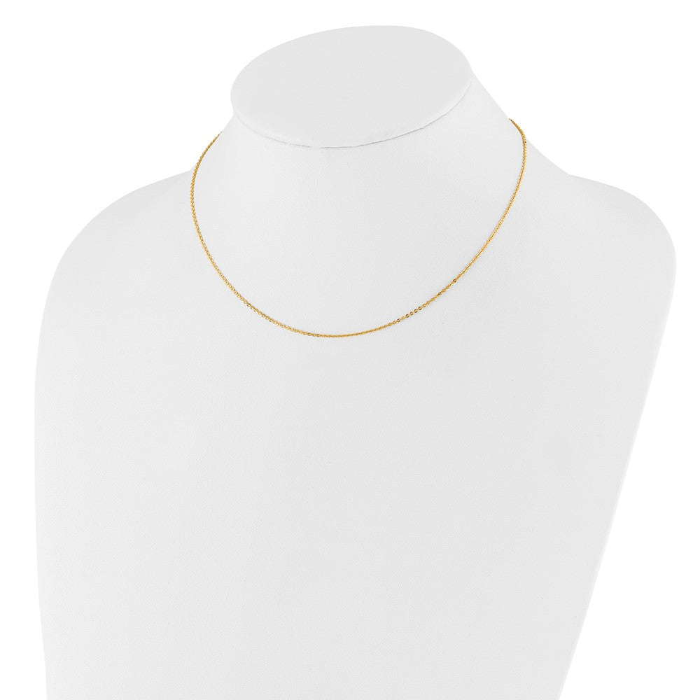 18 Inch 10K Yellow Gold 1.1mm Flat Cable 1In+1In Adjustable Chain Necklace