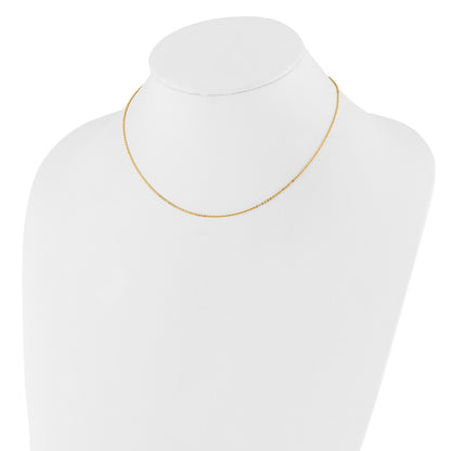 18 Inch 10K Yellow Gold 1.1mm Flat Cable 1In+1In Adjustable Chain Necklace