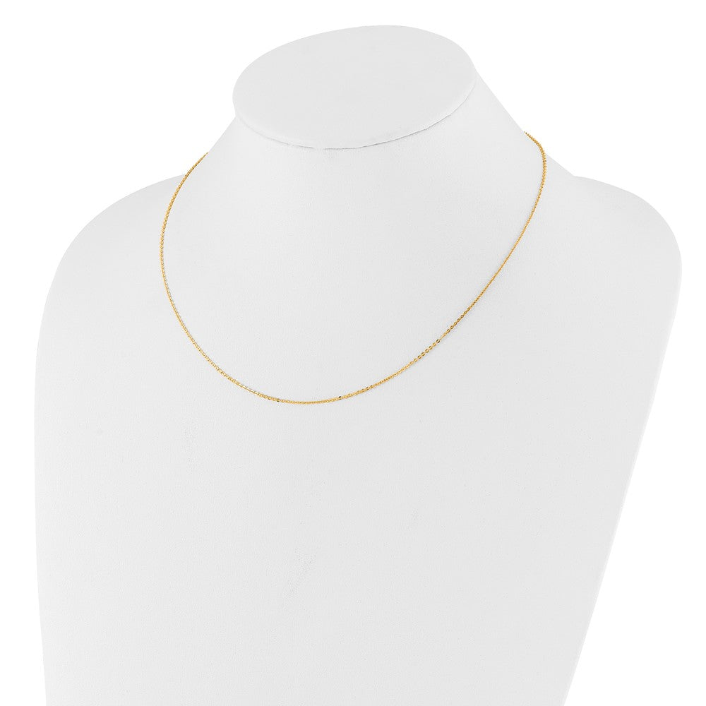 18 Inch 10K Yellow Gold 1.1mm Flat Cable 1In+1In Adjustable Chain Necklace