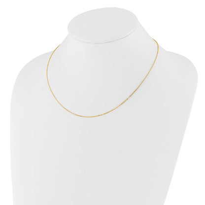 18 Inch 10K Yellow Gold 1.1mm Flat Cable 1In+1In Adjustable Chain Necklace