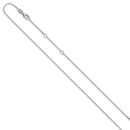 10K White Gold 1.05mm D/C Cable 1In+1In Adjustable Chain