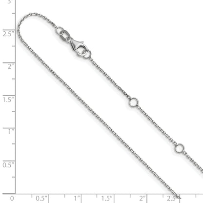 10K White Gold 1.05mm D/C Cable 1In+1In Adjustable Chain