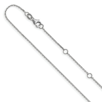 10K White Gold 1.05mm D/C Cable 1In+1In Adjustable Chain