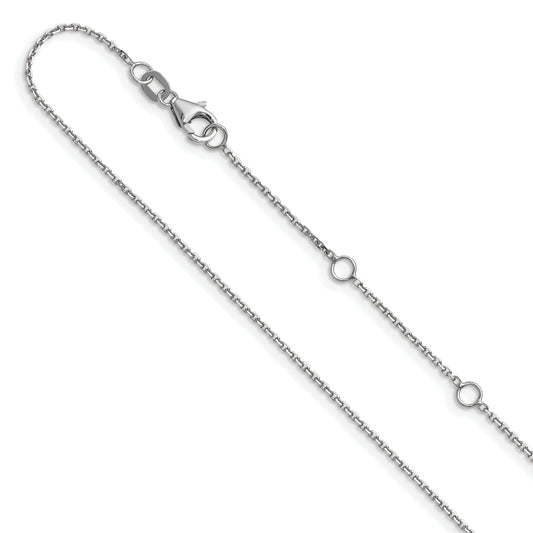10K White Gold 1.05mm D/C Cable 1In+1In Adjustable Chain