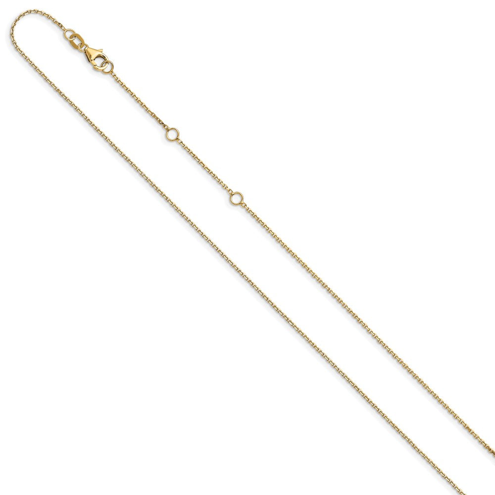18 Inch 10K Yellow Gold 1.05mm D/C Cable 1In+1In Adjustable Chain Necklace