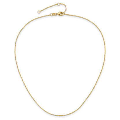 26 Inch 10K Yellow Gold 1.05mm D/C Cable 2In+2In Adjustable Chain Necklace