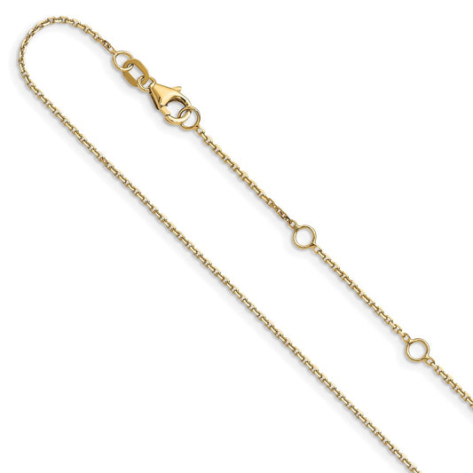 26 Inch 10K Yellow Gold 1.05mm D/C Cable 2In+2In Adjustable Chain Necklace