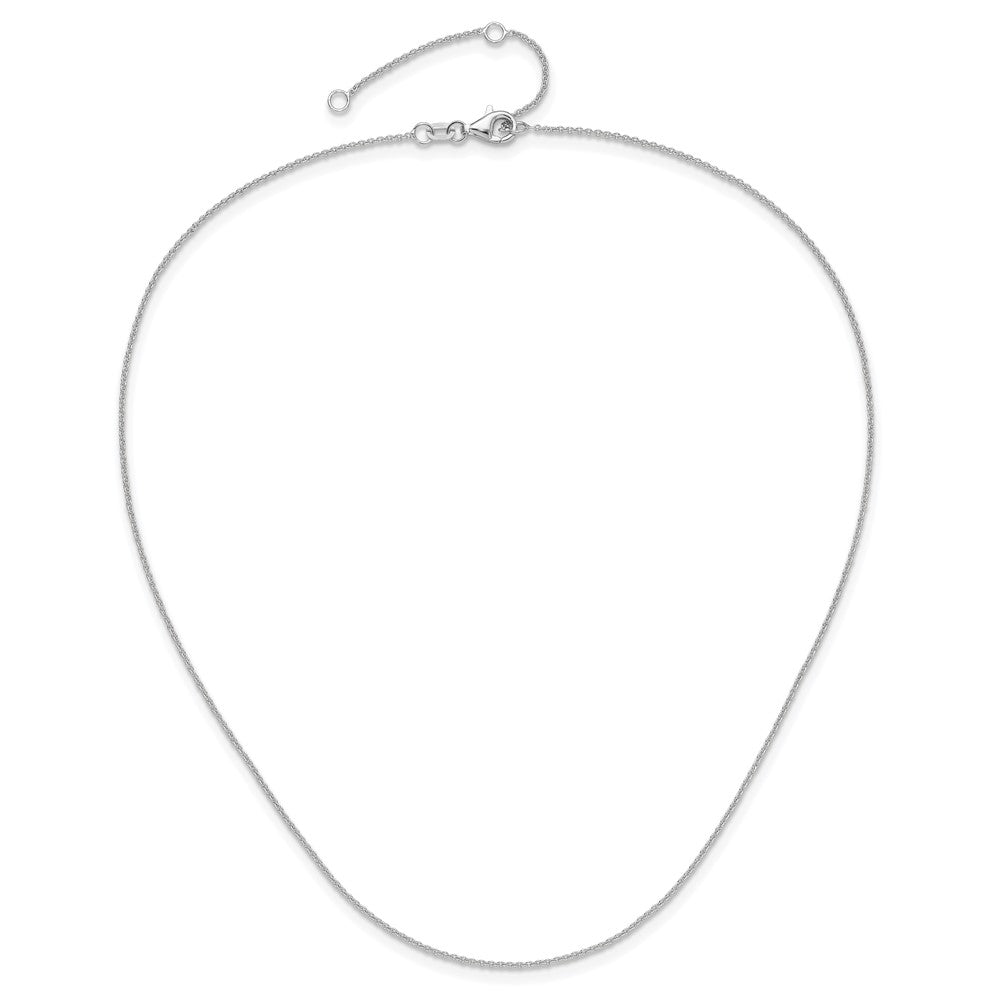 26 Inch 10K White Gold 1.1mm Round Cable 2In+2In Adjustable Chain Necklace