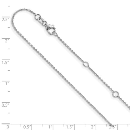26 Inch 10K White Gold 1.1mm Round Cable 2In+2In Adjustable Chain Necklace