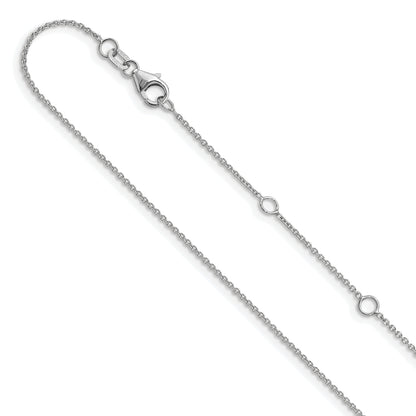 10K White Gold 1.1mm Round Cable 2In+2In Adjustable Chain