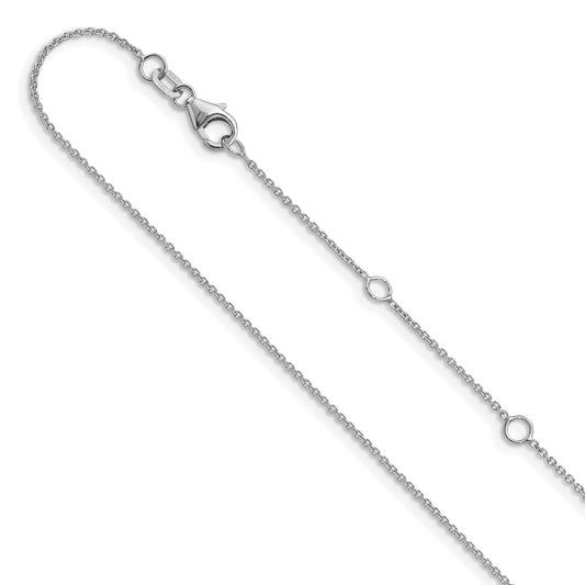 10K White Gold 1.1mm Round Cable 2In+2In Adjustable Chain