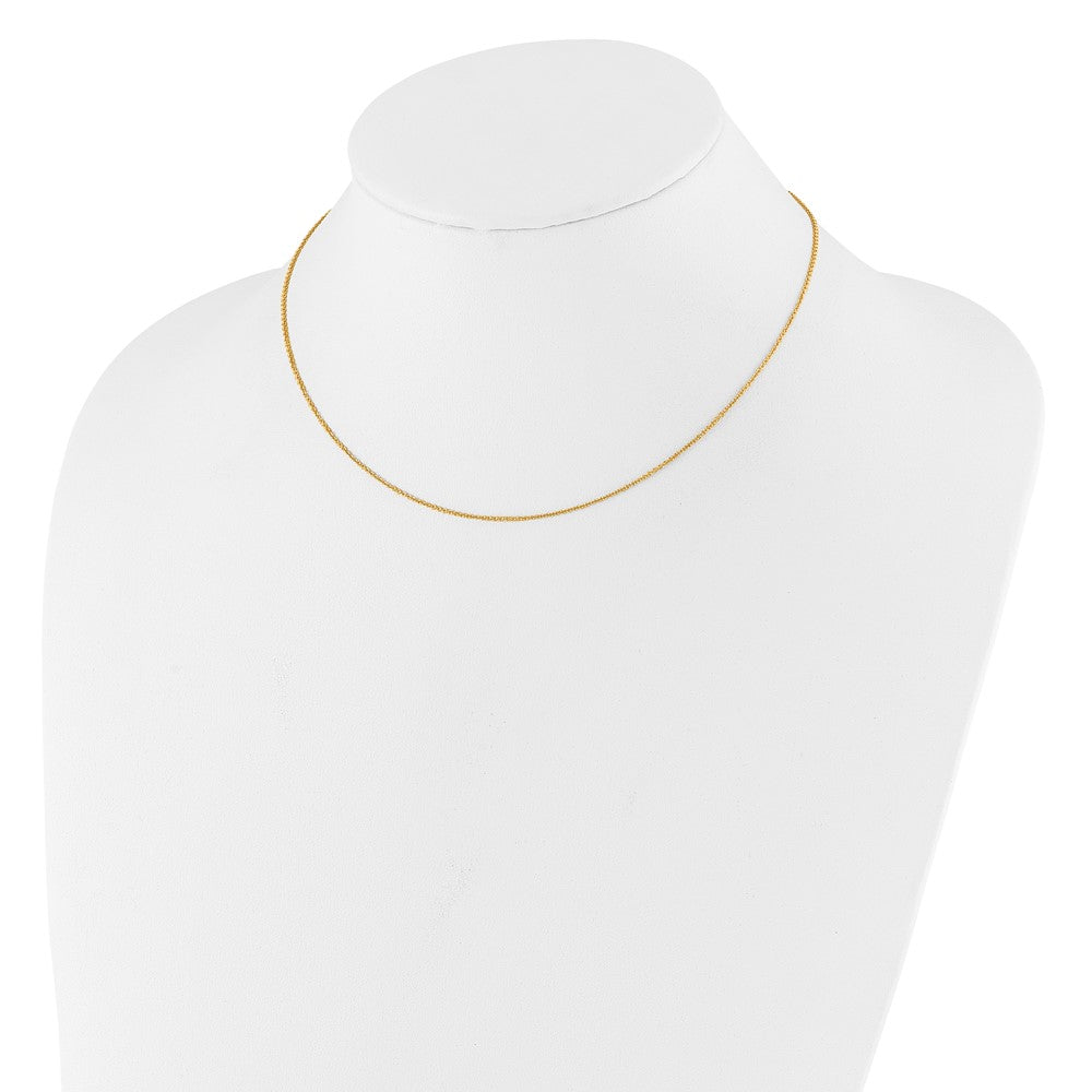 18 Inch 10K Yellow Gold 1.1mm Round Cable 1In+1In Adjustable Chain Necklace