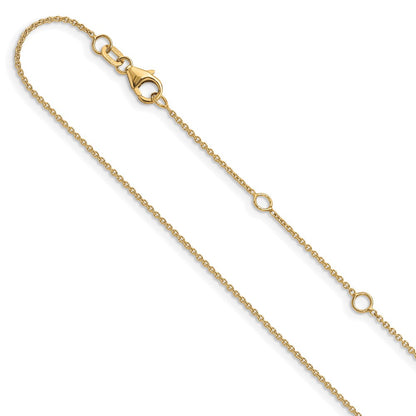 18 Inch 10K Yellow Gold 1.1mm Round Cable 1In+1In Adjustable Chain Necklace